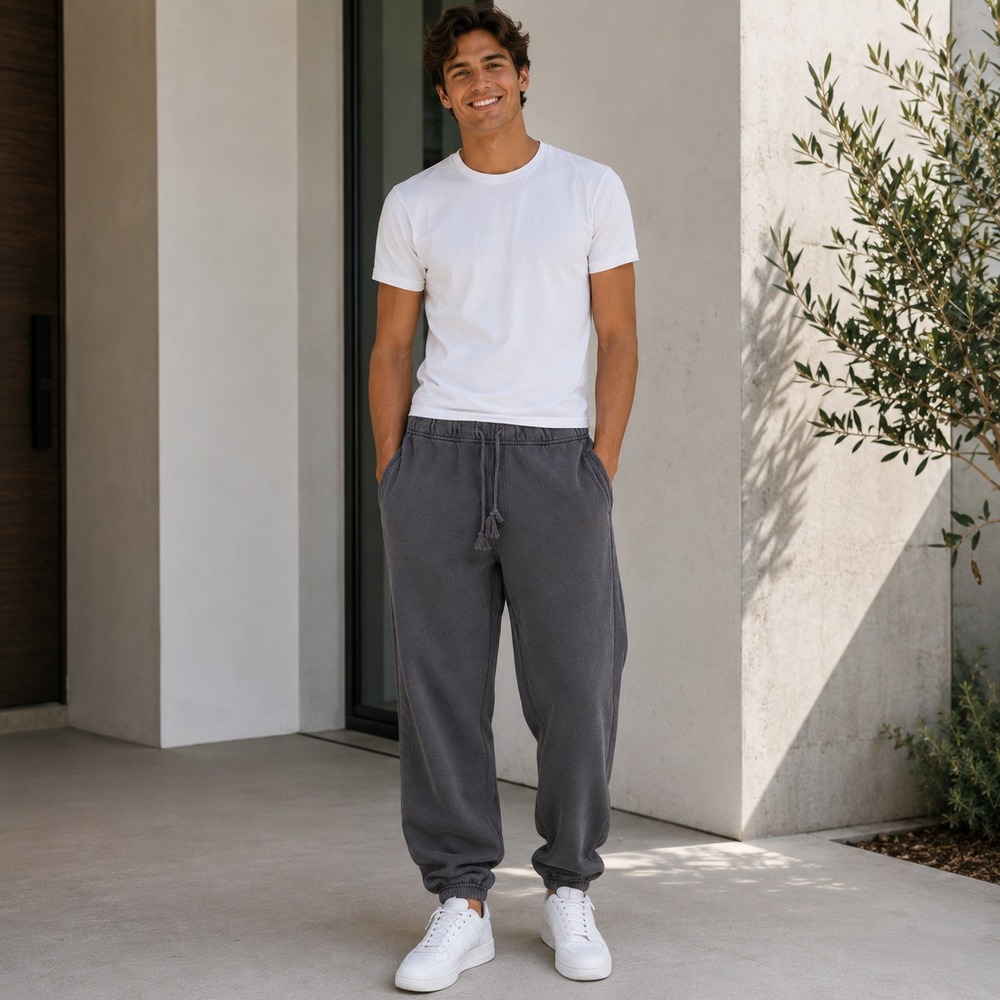 ELWOOD Mens Pants Jogger MEDIUM Gray 100% Organic Cotton Sweatpants CS00001